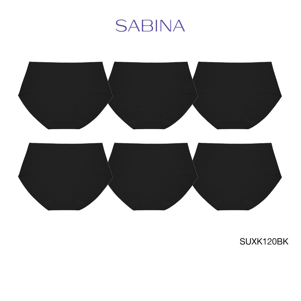 Sabina กางเกงชั้นใน (Set 6 ชิ้น) (ทรงHalf) รุ่น Soft Collection Seamless รหัส SUXK120BK สีดำ