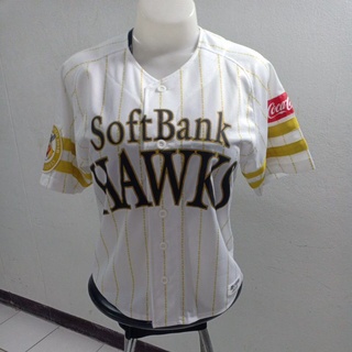 เสื้อกีฬาเบสบอล Majestic (Soft Bank HAWKS) SIZE S (womens) มือ2