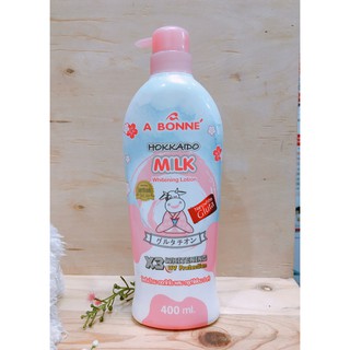 A Bonne Hokkaido Milk Whitening Lotion Nanowhite Gluta 400ml โลชั่นน้ำนมฮอกไกโด