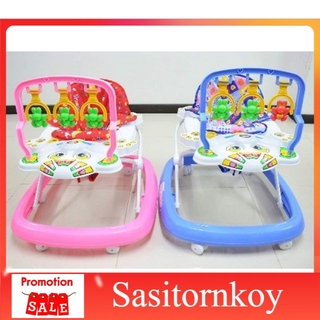 sasitornkoy รถหัดเดินราคาถูก รถหัดเดินเด็กอ่อน ียงดนตรี+ของเล่น ปรับระดับได้ รถหัดเดินเด็ก ชำระปลายทางได้ รถหัดเดินวงกลม