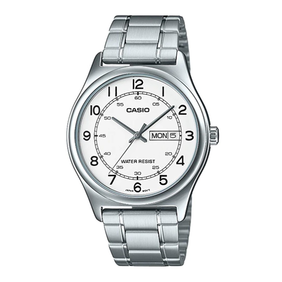Casio Standard นาฬิกาข้อมือผู้ชาย สายสแตนเลส รุ่น MTP-V006,MTP-V006D,MTP-V006D-7B2 - สีเงิน