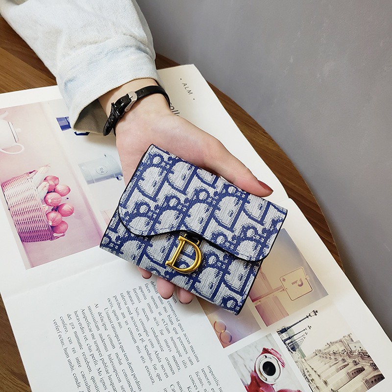 แฟชั่น All-Match Pattern Letter D Buckle Coin Purse Simple Folding Hand Card Holder