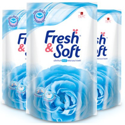 Fresh & Soft น้ำยาซักผ้า เฟรช แอนด์ ซอฟท์ กลิ่น Morning Kiss (สีฟ้า) ชนิดเติม 400 ml แพ็ค 3 ถุง