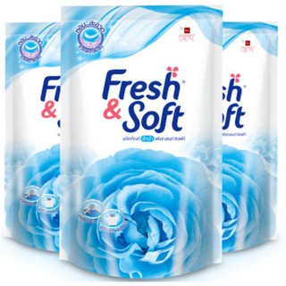 Fresh &amp; Soft น้ำยาซักผ้า เฟรช แอนด์ ซอฟท์ กลิ่น Morning Kiss (สีฟ้า) ชนิดเติม 400 ml แพ็ค 3 ถุง