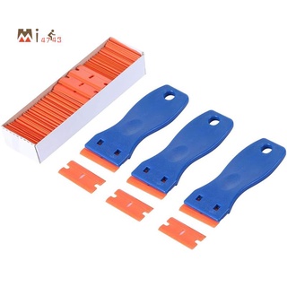 3PCS Plastic Razor Blade Scrapers &amp; 100 PCS 1.5 Inch Double Edge Plastic Razor Blades for Auto Window Tint Vinyl Tool