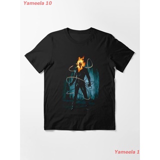 เสื้อยืดผ้าฝ้ายพิมพ์ลายขายดีGhost Rider Fire Funny Essential T-Shirt เสื้อยืดพิมพ์ลาย เสื้อยืดผู้หญิง เสื้อยืดผู้ชาย เสื