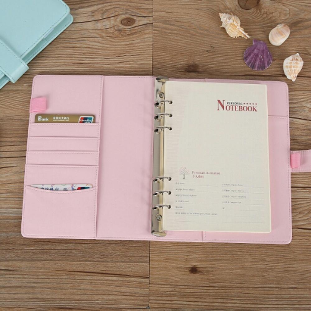 Jsjjingp ปกโน๊ตบุ๊ค Journal อุปกรณ์การเรียนแหวน Binder แฟ้มโฟลเดอร์ PU หนัง Planner Book Notepad Cover - รูปที่ 5