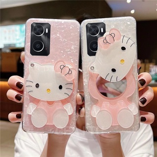 พร้อมส่ง ใหม่ เคสโทรศัพท์มือถือ TPU ใส แบบนิ่ม ลายคิตตี้ มีกระจกแต่งหน้า สําหรับ OPPO A17 A17k A77s A57 A77 5G A96 A76 A17k A57 A77s