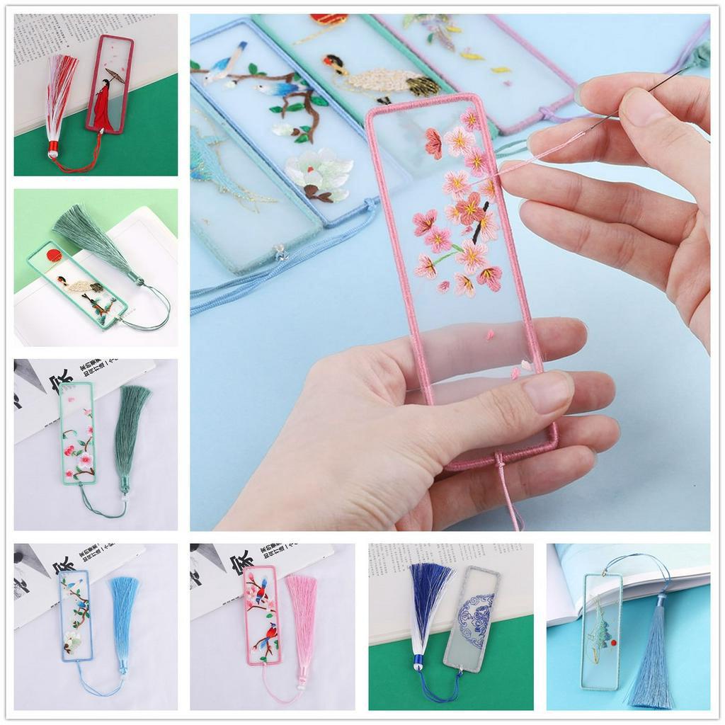 [สาวทอน้อย] ฟรีกรอบเย็บปักถักร้อย+ด้าย ออร์แกนซ่า ปักสองด้านแพคเกจวัสดุ ทําเอง สําหรับที่คั่นโบราณเริ่มต้นริบบิ้นเย็บปักถักร้อยคู่ของขวัญส