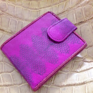 crocodile bifold wallet pink กระเป๋าสตางค์หนังจระเข้