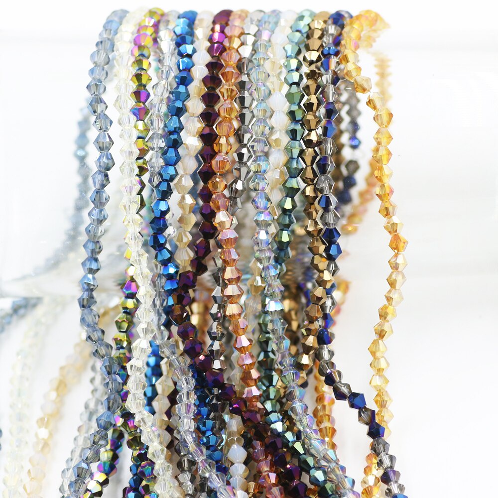ZhuBi 3 มม.115pcs Hot Faceted คริสตัล Bicone ลูกปัด,Plated สี,ภาษาเช็คคําแก้วชุบลูกปัดสําหรับเครื่องประดับ DIY หัตถกรรมอุปกรณ์เสริม JBracelet สร้อยคอแหวน DIY ชุด