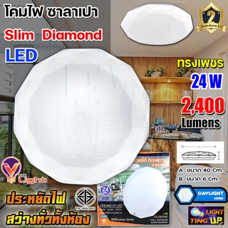 โคมไฟซาลาเปา โคมไฟติดเพดาน V-Light  LED 24W 24 วัตต์ แสงสีขาว (ลายเพชร)