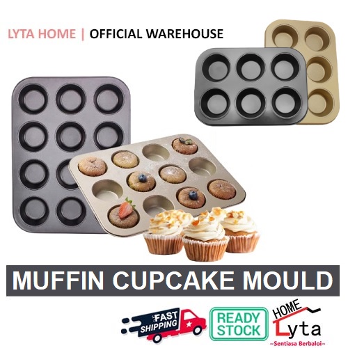 PREMIUM Non-Stick 6-Hole/12-Hole Round Muffin Cake Tin Baking Tray Softbax圆形连ถ้วย马蛋 烤盘