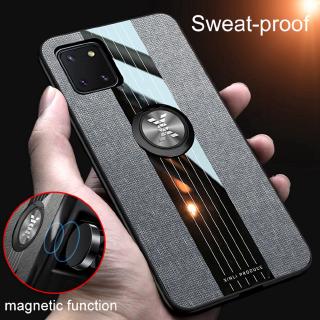 Fashion Woven Cloth Casing Samsung Galaxy Note 10 Lite Soft TPU Cover Galaxy A81 / M60S Magnetic Car Finger Ring Holder Back Case