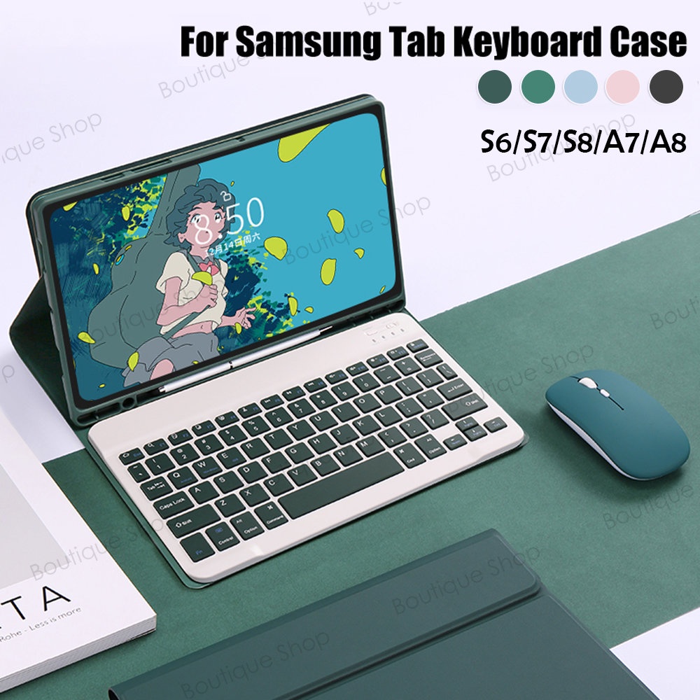 เคสแท็บเล็ต พร้อมคีย์บอร์ด สําหรับ Samsung Galaxy Tab S6 Lite 10.4 นิ้ว S7 11 นิ้ว S8 11 นิ้ว S7 Plus S7 FE S8 Plus 12.4 นิ้ว A8 10.5 นิ้ว A7 10.4 นิ้ว