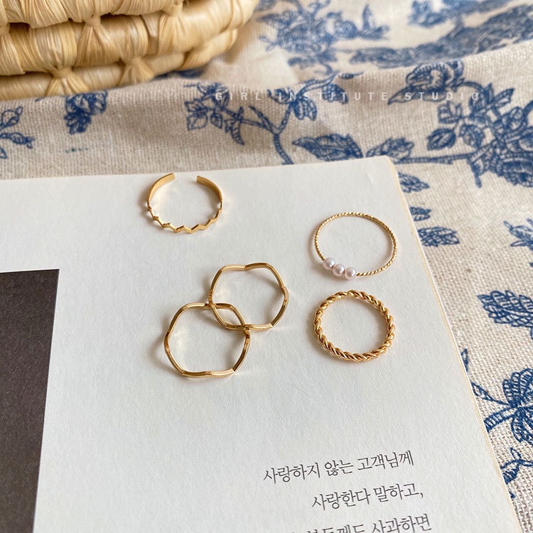 ชุดแหวน ทอง ไข่มุก เกาหลี 5 ชิ้น รูปที่ 4