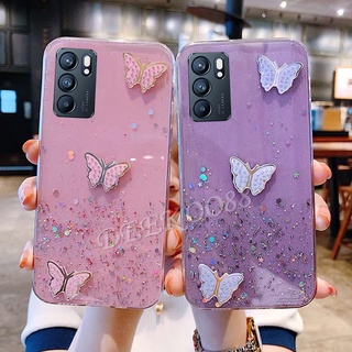 เคสโทรศัพท์ OPPO Reno6 Z 5G / Reno6 5G / Reno5 / Reno5 Pro Casing Solid Glitter Diamond Butterfly Luxury เคส OPPO Reno 6Z 5G Transparent Star Bling Case