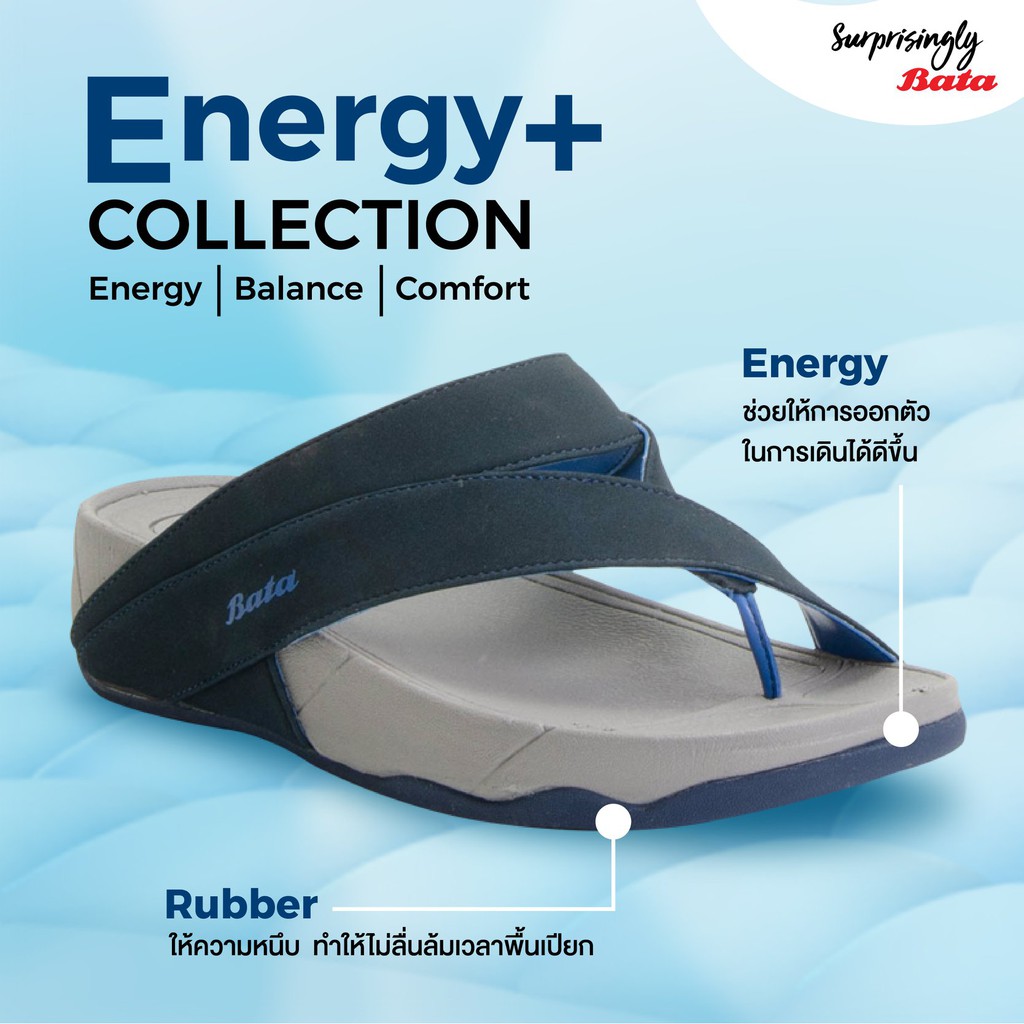 Bata Energy+ รองเท้าแตะลำลองแฟชั่นผู้ชาย รุ่น WELL UP สีน้ำเงิน รหัส 8719342 Size 6-11 นุ่มสบาย #8