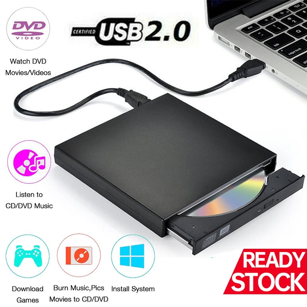 เครื่องเล่นดีวีดี dvd dvd dvd ภายนอก แบบพกพา USB 2.0 external cd RW Burner Drive