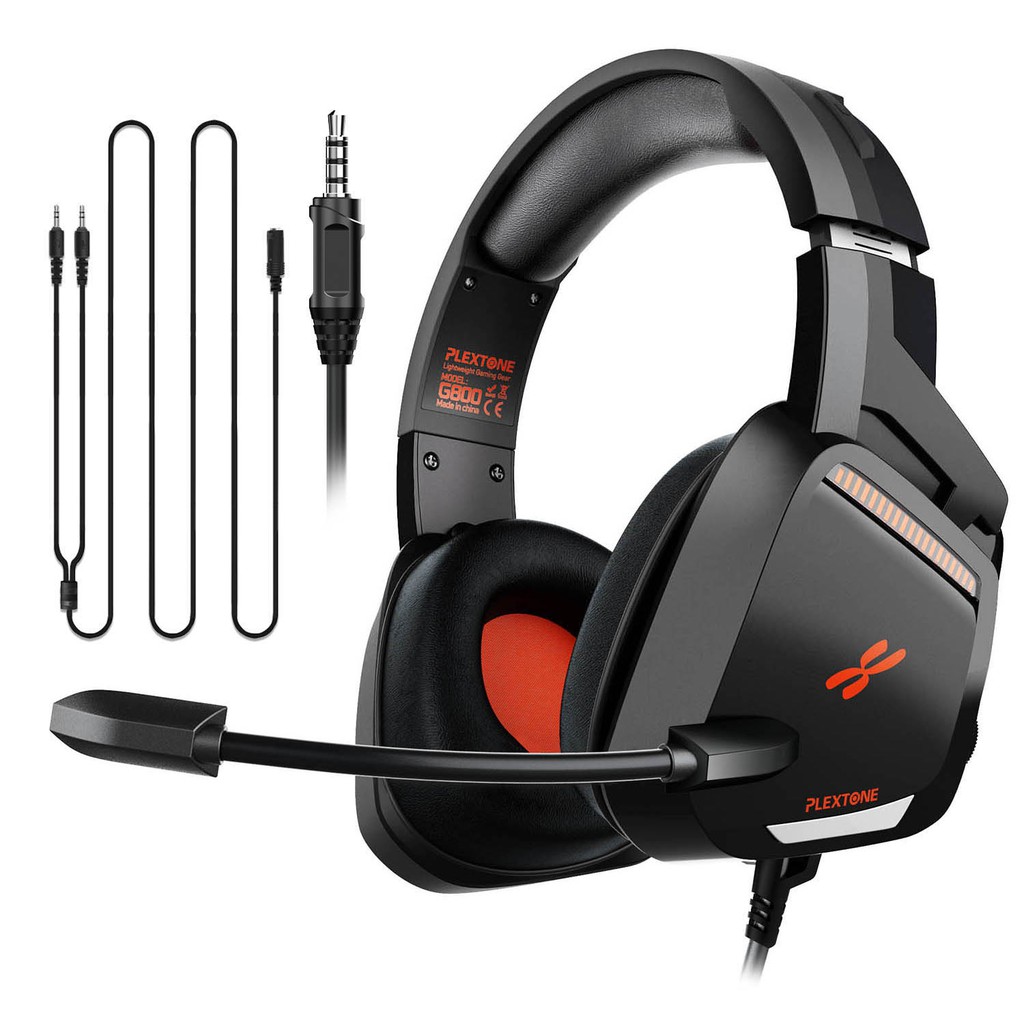 Plextone G800 Gaming Headset,3.5mm over-ear Headphones with Volume Controller and Retractable Microphone