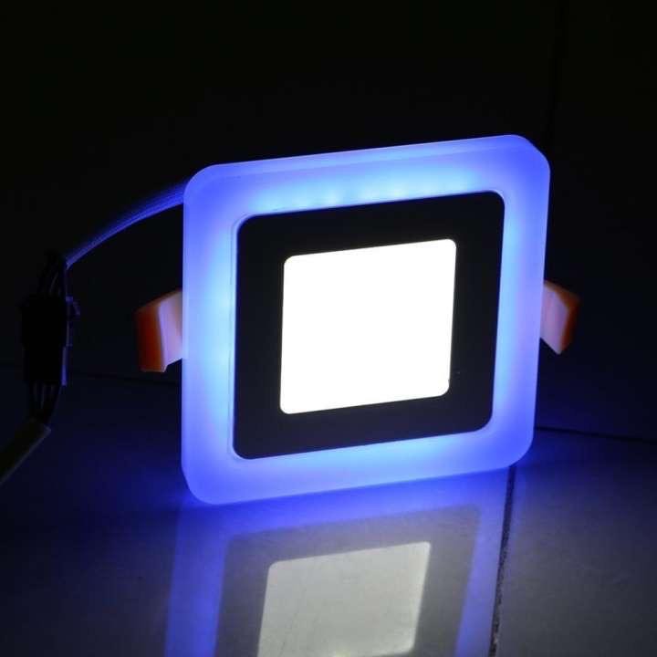 โคมดาวน์ไลท์ LED Panel Light หน้ากลม 2 สีในหนึ่งเดียว 3+3w(9W) Bule white โคมไฟในบ้านสำนักงาน
