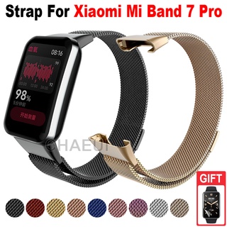 สายนาฬิกาข้อมือ สแตนเลส โลหะ สําหรับ Xiaomi Mi Band 7 Pro