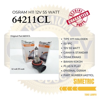 Osram หลอดไฟตัดหมอก H11 มาตรฐาน OSRAM H11 55WATT OSRAM H11 12V 55WATT 64211CL