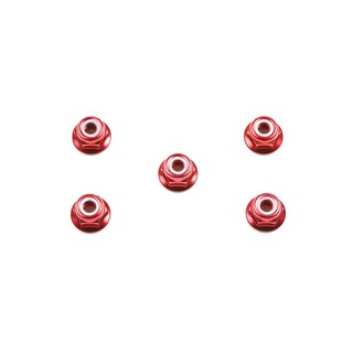 TAMIYA 53160 4mm ANODIZED ALUMINUM FLANGE LOCK NUTS (RED, 5 pcs.)