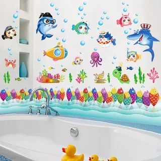 【wuxiang】ห้องรับเลี้ยงสัตว์น้ําตกแต่งด้วยสติ๊กเกอร์ติดผนัง