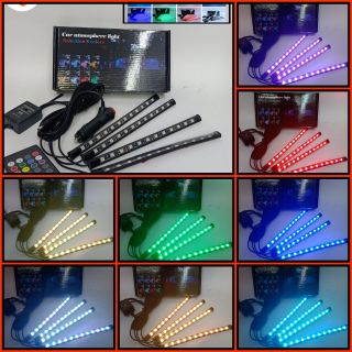 LEDไฟส่องเท้า,ไฟส่องพื้นถายในรถ ใต้คอนโซล ใต้เบาะ ชุดไฟส่องเท้า7สี4จุด12led พร้อมรีโมท 12v