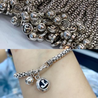 สร้อยข้อมือเงินแท้ห้อยจี้หัวนะโมไอ้ไข่วัดเจดีย์