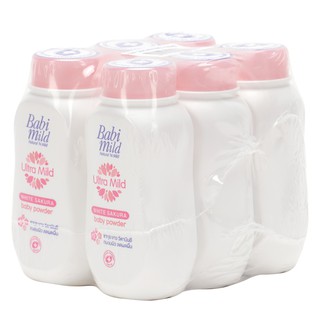 เบบี้มายด์ แป้งเด็ก ไวท์ ซากุระ 50 กรัม (6 กระป๋อง) Babi Mild Baby Powder White Sakura 50g. (6 cans)