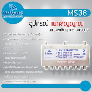 อุปกรณ์แยกสัญญาณ Multi Switch infosat รุ่น MS38 (เข้า3 ออก8) รับชมได้อิสระ