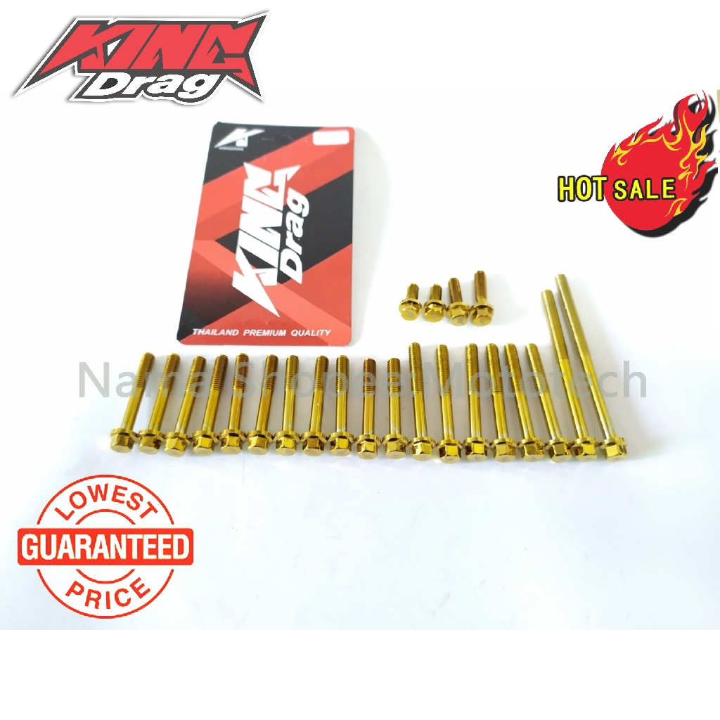 King Drag-Stainless-Y15ZR-Gold Stainless Steel Engine Screw Set Y15ZR /LC135-5S/RS150 Gold/Blue/Rain