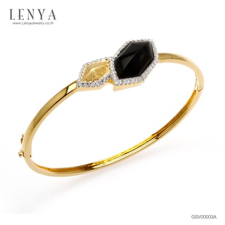 Lenya Jewelry กำไลข้อมือเงินแท้ ประดับ Black Onyx และ CZ