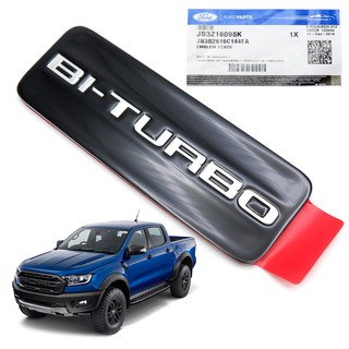 สติ๊กเกอร์ ติดแก้ม แท้ "BI-TURBO" 1 ชิ้น สีดำ สำหรับ Ford Ranger, Raptor, Everest ปี 2018-2020