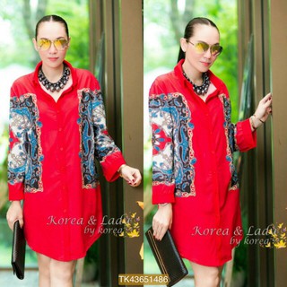 Granddesignplus D&amp;G chiffon shirt Oversize Korea high qualityสีแดง