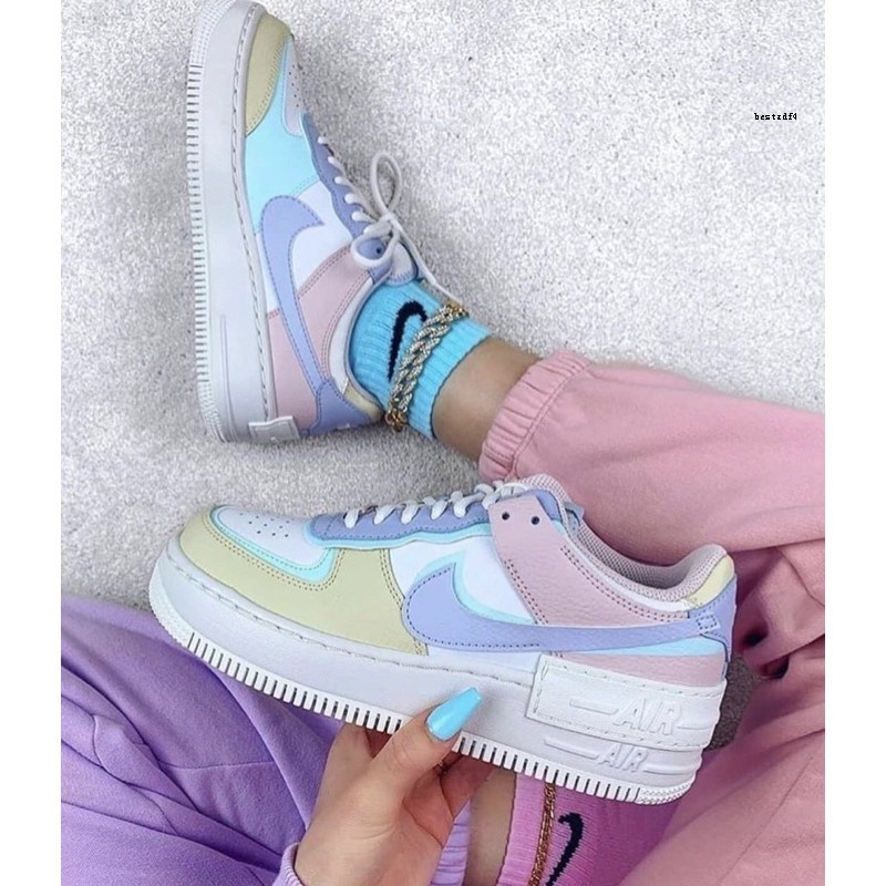 สินค้าพร้อมส่ง ไม่ต้องรอ Nike Air Force 1 Shadow W Pastel Ci0919 106รองเท้ารองเท้าผู้ชาย 5240