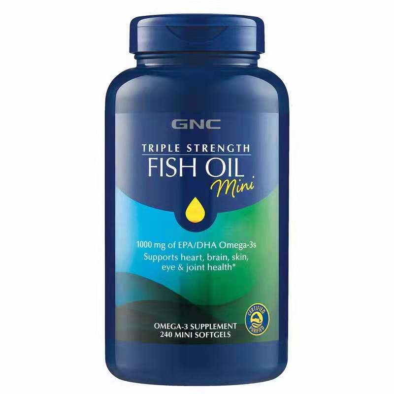 GNC Triple Strength Fish Oil Mini 240 Softgels 1000mg น้ำมันปลา มินิซอฟเจล EPA ดีเอชเอ โอเมก้า 3