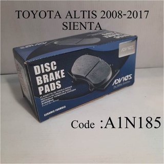 ADVICS ผ้าเบรคหน้า-หลัง TOYOTA ALTIS 2008-17 อัลติส ,sienta เซียนต้า  (กล่องน้ำเงิน) ยกชุด