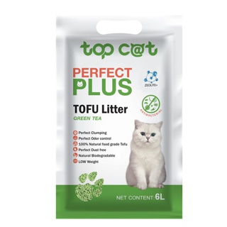 Topcat Perfect Plus ทรายแมวเต้าหู้  กลิ่น Greentea   6 L