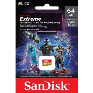 SANDISK EXTREME Micro SD Card 256GB 128GB 64GB SDXC A2 U3 R/W 190/90mb/s* (SDSQXAV) Nintendo Switch