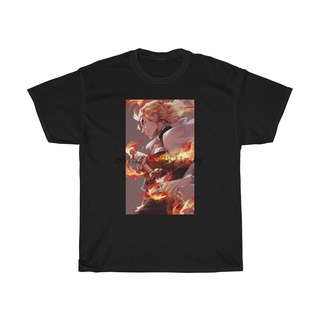 เสื้อยืด พิมพ์ลายการ์ตูนอนิเมะ Demon Slayer Kyojuro Rengoku Flame