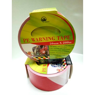 ยูโรเทป/เทปกั้นเขต สีขาว-แดง (PE Warning tape) หน้ากว้าง 2 นิ้ว