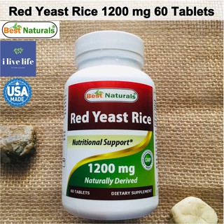 ข้าวยีสต์แดง Red Yeast Rice 1200 mg 60 Tablets - Best Naturals