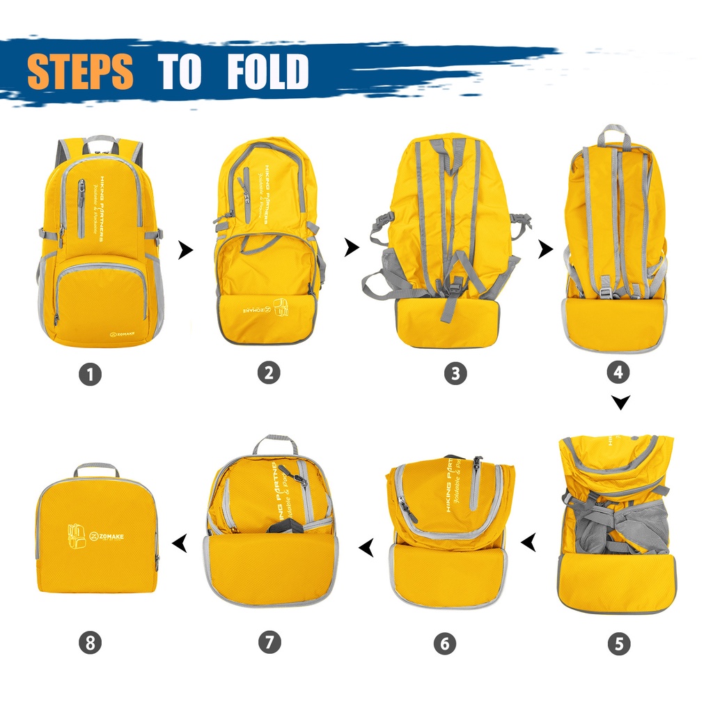 ZOMAKE Foldable Backpack น้ำหนักเบา 35L กระเป๋าเป้สะพายหลัง พับขนาดเล็กเดินป่าท่องเที่ยว สำหรับตั้งแคมป์ กระเป๋าเป้สะพายหลังน้ําหนักเบา