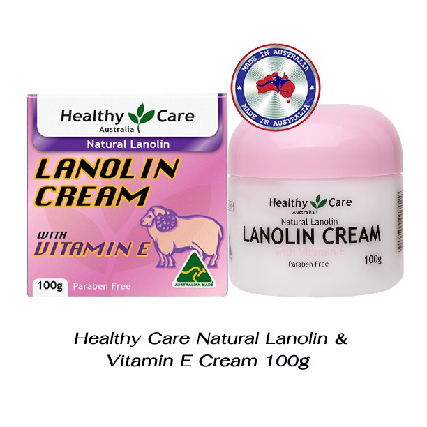 ครีมรกแกะแท้ ครีมออสเตรเลียแท้ สูตรผสมวิตามินE Healthy Care Natural Lanolin &amp; Vitamin E Cream 100g