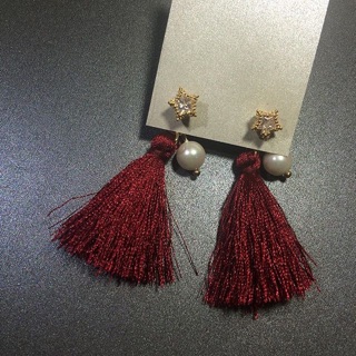 Carmine Tassel earings