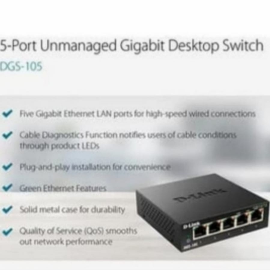 DLink DGS-105GL 5 พอร์ต Giga Switch DGS 105GL D-Link DGS105GL 5port Gigabit Desktop Metal Case unman