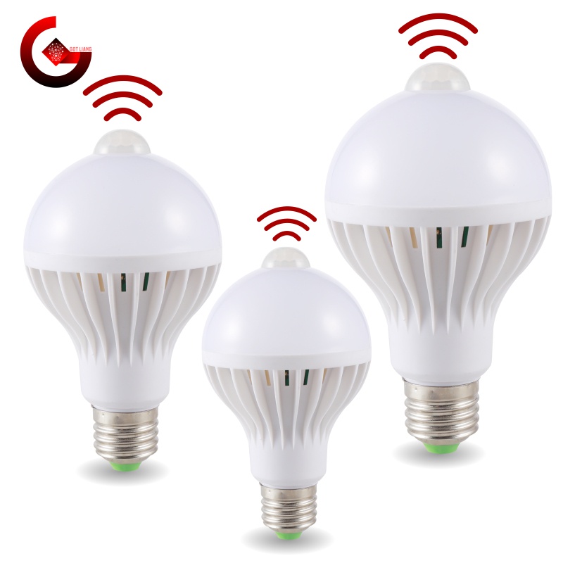 Got Liang E27 หลอดไฟ Led PIR เซนเซอร์ตรวจจับการเคลื่อนไหว 5W 7W 9W 110V 220V ระบบอินฟราเรด PIR แสงสีขาว